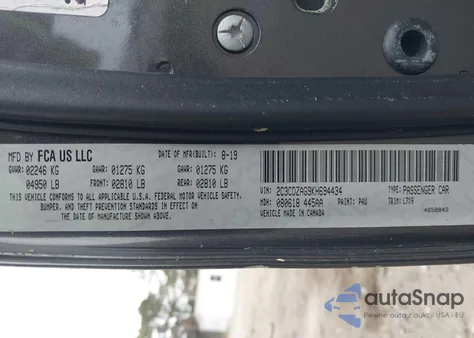 2019 Dodge Challenger Sxt из США, поврежденный, VIN 2C3CDZAG9KH694434